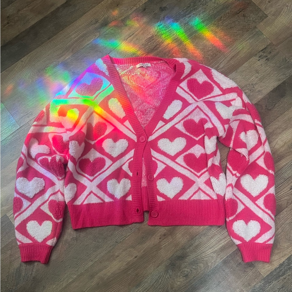 Heart Patterned Pink Cardigan